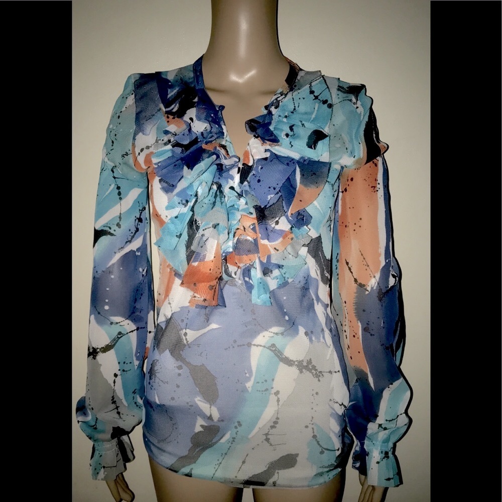 Rinasciemento Italy ruffled colored blouse